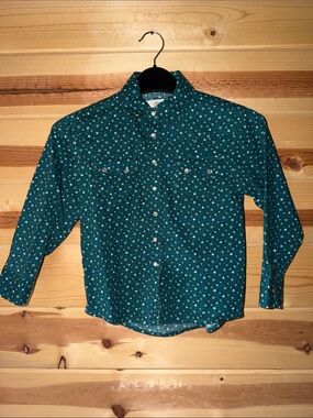 Shyanne Teal Star Print Button-Down Shirt